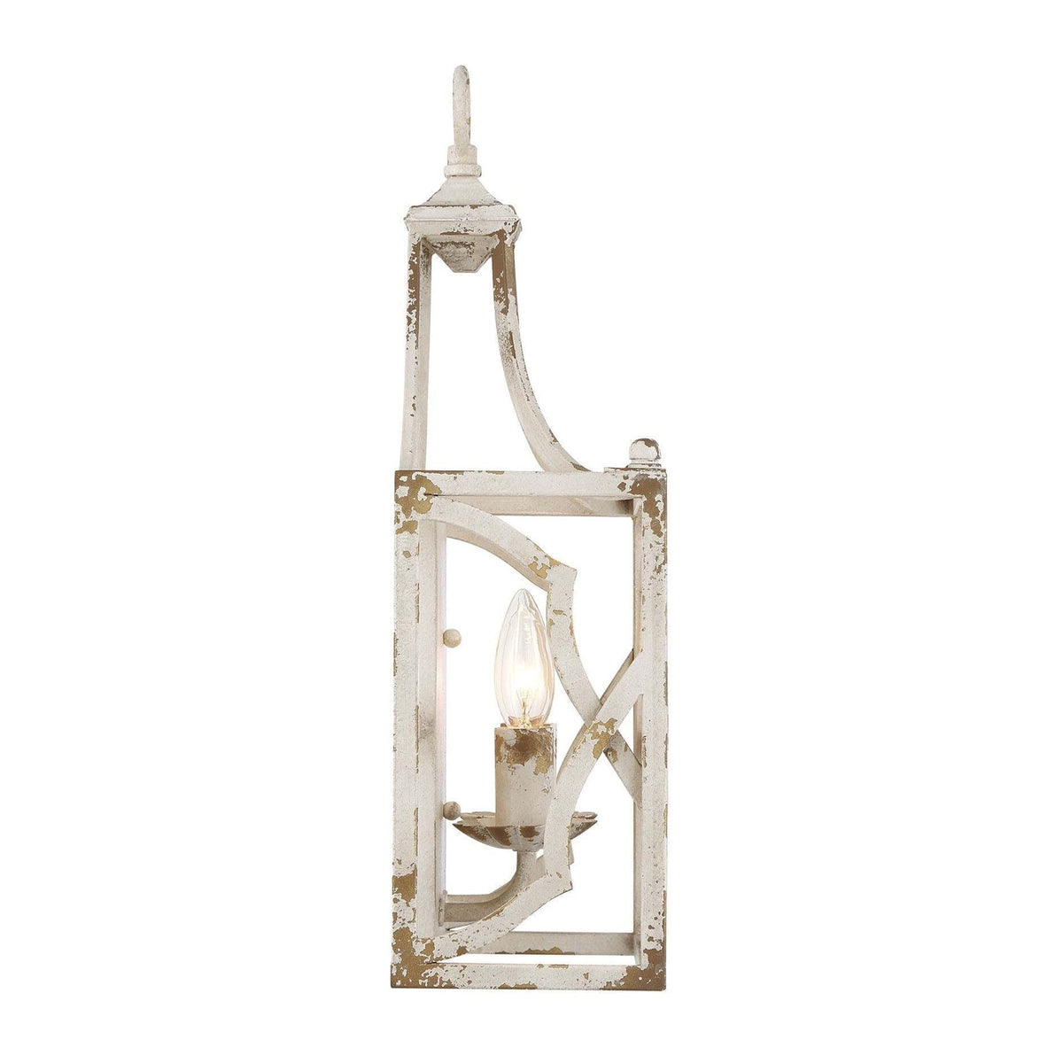 Golden Lighting Laurent 2-Light Wall Sconce | Country Farmhouse Antique Ivory Steel | Hallway & Bathroom | 10 x 5.25 x 18.5 in | Model 0885-2W AI