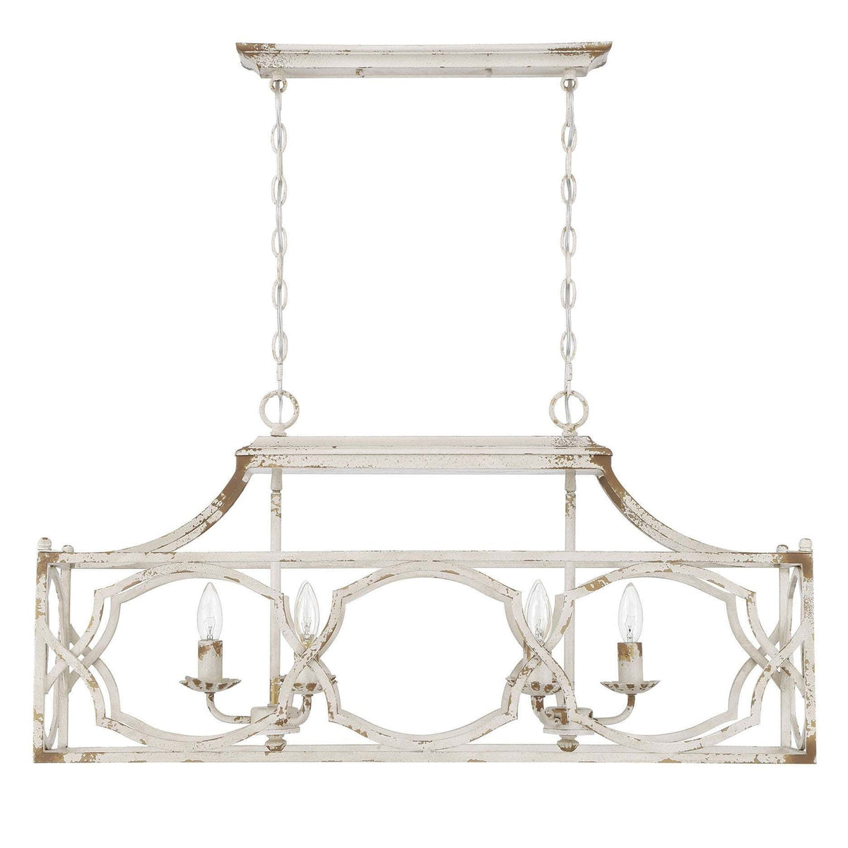 Golden Lighting Laurent 6-Light Island Light | Country Farmhouse Antique Ivory Steel | Kitchen Island & Dining Room | Model 0885-LP AI