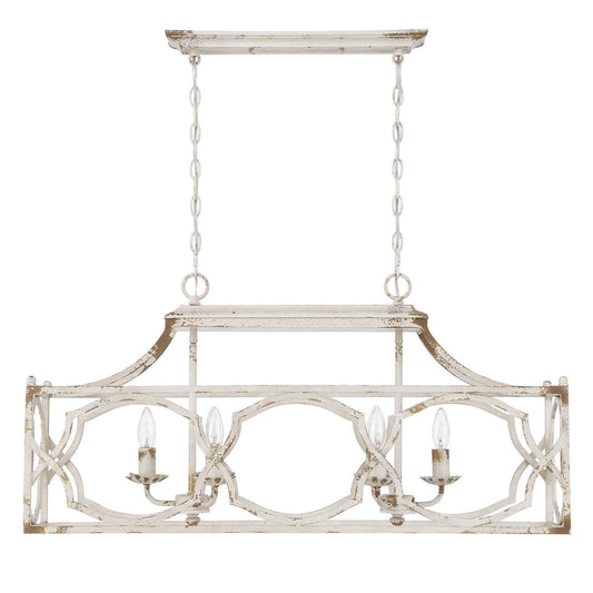 Golden Lighting Laurent 6-Light Island Light | Country Farmhouse Antique Ivory Steel | Kitchen Island & Dining Room | Model 0885-LP AI