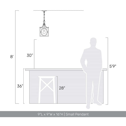 Golden Lighting Laurent 1-Light Pendant | Traditional Antique Ivory Steel Lantern | Kitchen & Foyer | 9 x 9 x 16 in | Model 0885-S AI