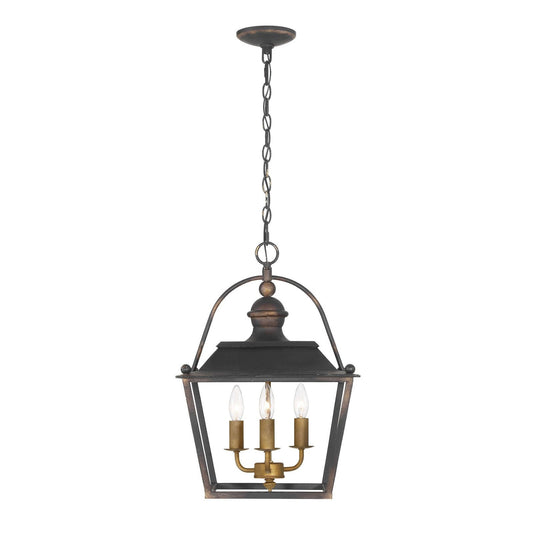 Golden Lighting Christoff 14in 3-Light Pendant | Traditional Antique Black Iron | Kitchen & Dining Room | 14 x 14 x 20 in | Model 0888-3P ABI