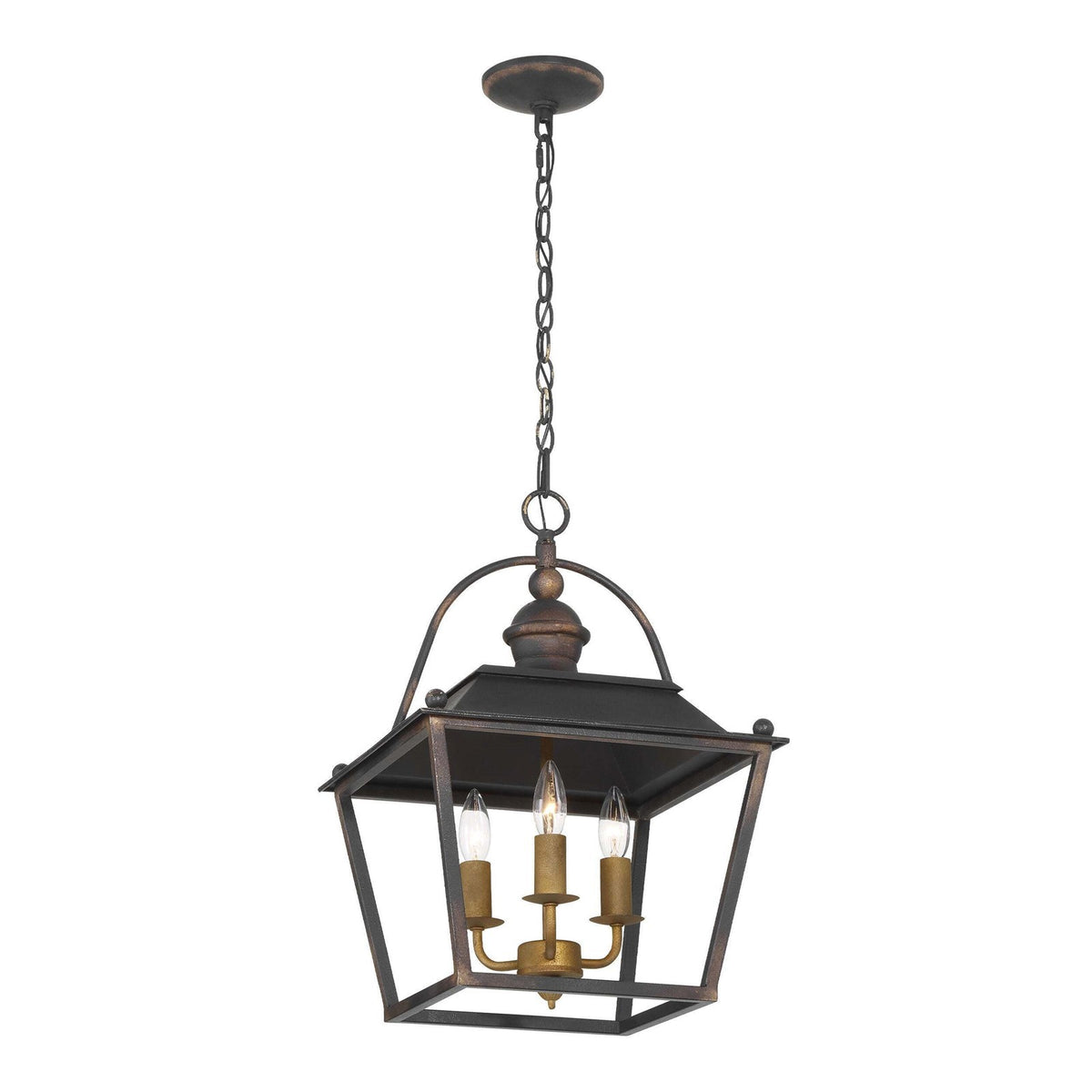 Golden Lighting Christoff 14in 3-Light Pendant | Traditional Antique Black Iron | Kitchen & Dining Room | 14 x 14 x 20 in | Model 0888-3P ABI