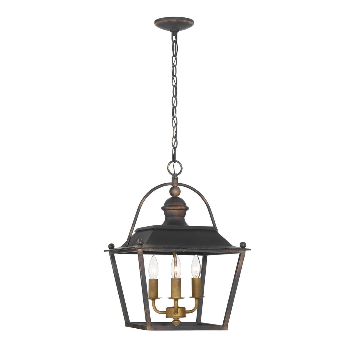 Golden Lighting Christoff 14in 3-Light Pendant | Traditional Antique Black Iron | Kitchen & Dining Room | 14 x 14 x 20 in | Model 0888-3P ABI