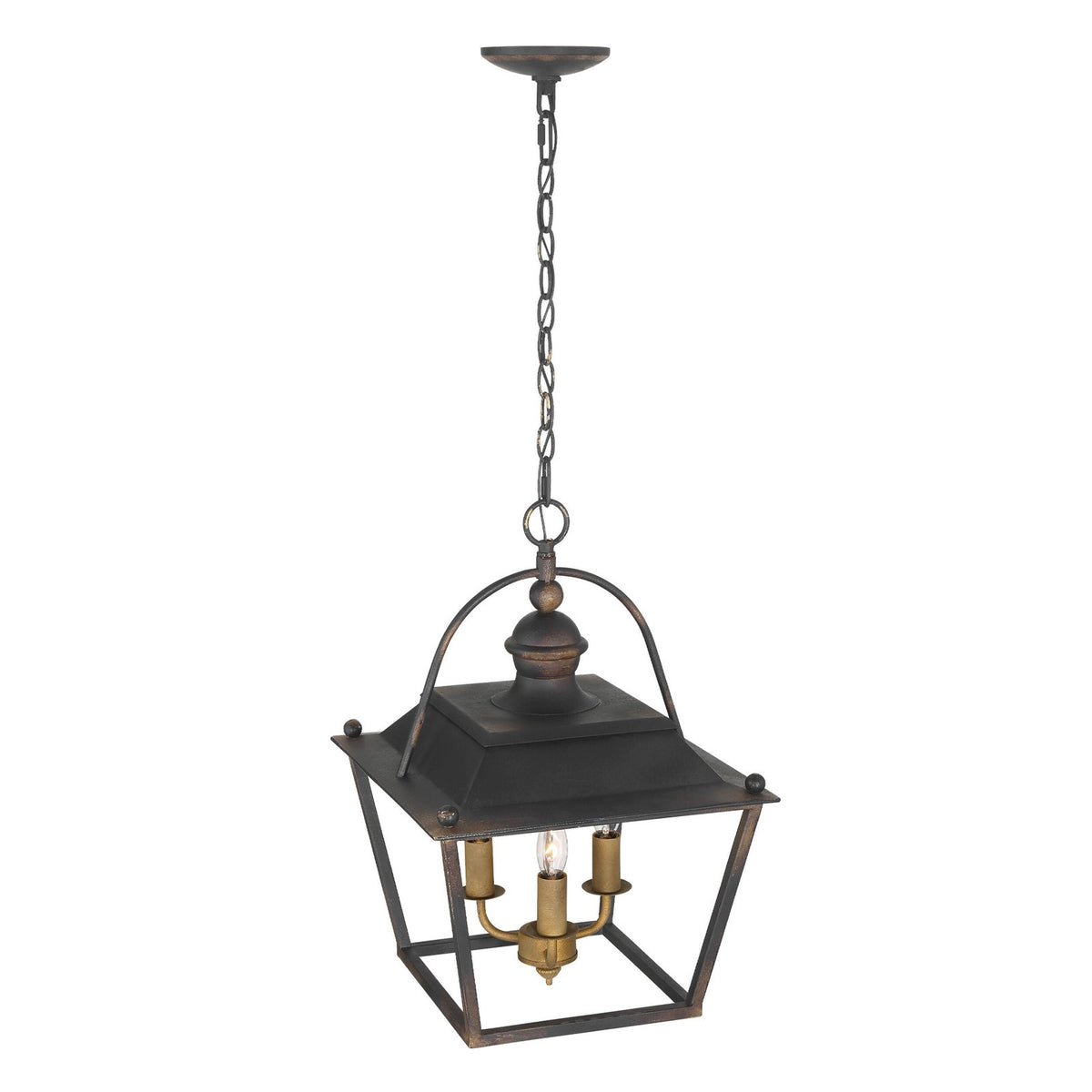 Golden Lighting Christoff 14in 3-Light Pendant | Traditional Antique Black Iron | Kitchen & Dining Room | 14 x 14 x 20 in | Model 0888-3P ABI