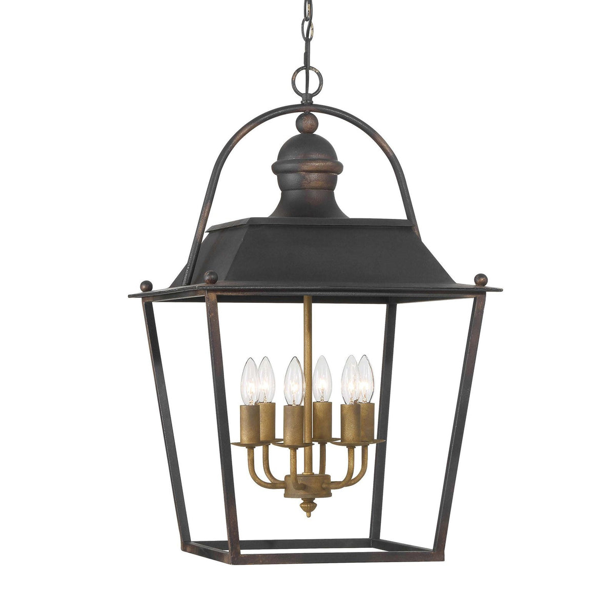 Golden Lighting Christoff 18in 6-Light Pendant | Traditional Antique Black Iron | Dining Room & Foyer | 18 x 18 x 28.75 in | Model 0888-6P ABI