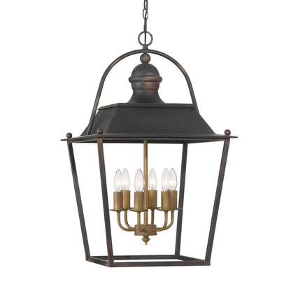 Golden Lighting Christoff 18in 6-Light Pendant | Traditional Antique Black Iron | Dining Room & Foyer | 18 x 18 x 28.75 in | Model 0888-6P ABI