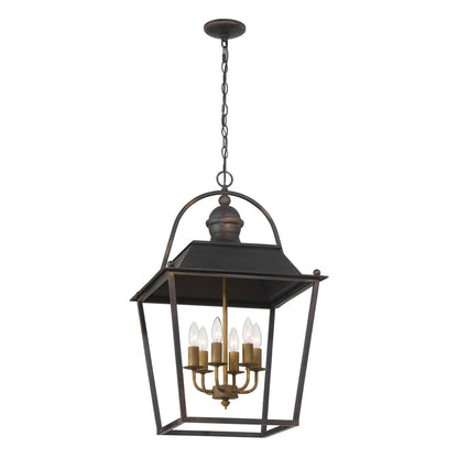 Golden Lighting Christoff 18in 6-Light Pendant | Traditional Antique Black Iron | Dining Room & Foyer | 18 x 18 x 28.75 in | Model 0888-6P ABI