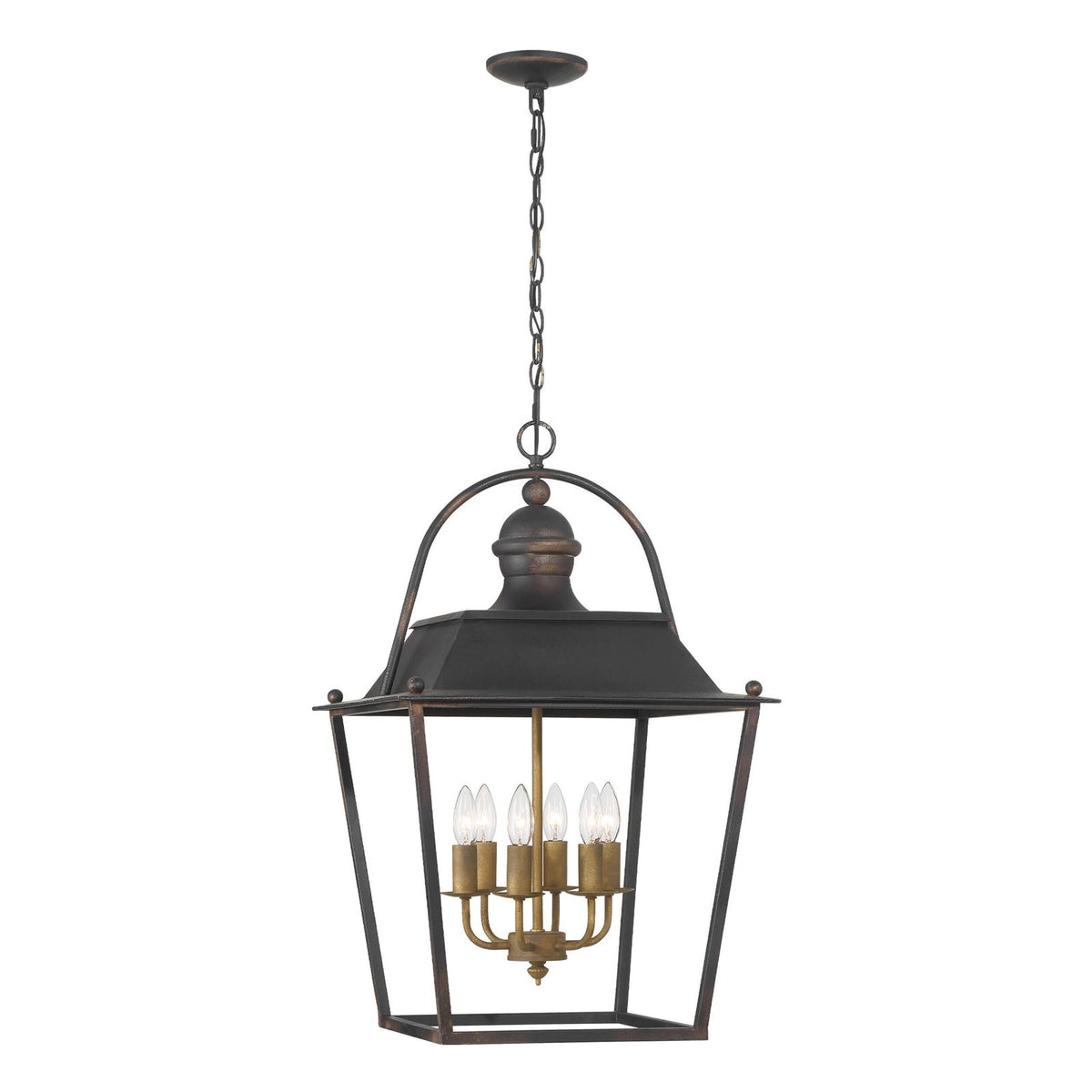 Golden Lighting Christoff 18in 6-Light Pendant | Traditional Antique Black Iron | Dining Room & Foyer | 18 x 18 x 28.75 in | Model 0888-6P ABI