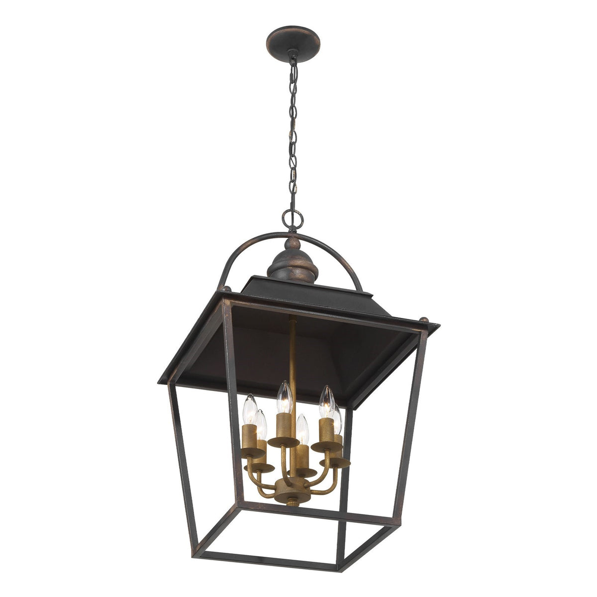 Golden Lighting Christoff 18in 6-Light Pendant | Traditional Antique Black Iron | Dining Room & Foyer | 18 x 18 x 28.75 in | Model 0888-6P ABI