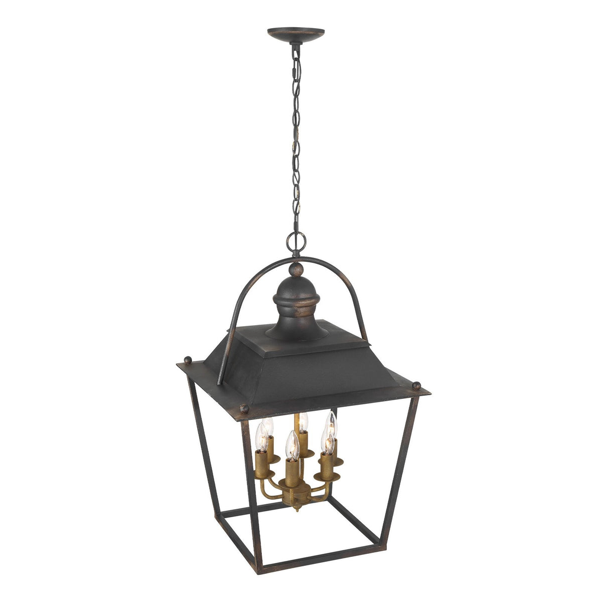 Golden Lighting Christoff 18in 6-Light Pendant | Traditional Antique Black Iron | Dining Room & Foyer | 18 x 18 x 28.75 in | Model 0888-6P ABI
