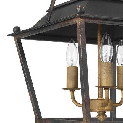 Golden Lighting Christoff 3-Light Semi-Flush Mount | Traditional Antique Black Iron Lantern | Foyer & Bedroom Ceiling Light | Model 0888-SF ABI