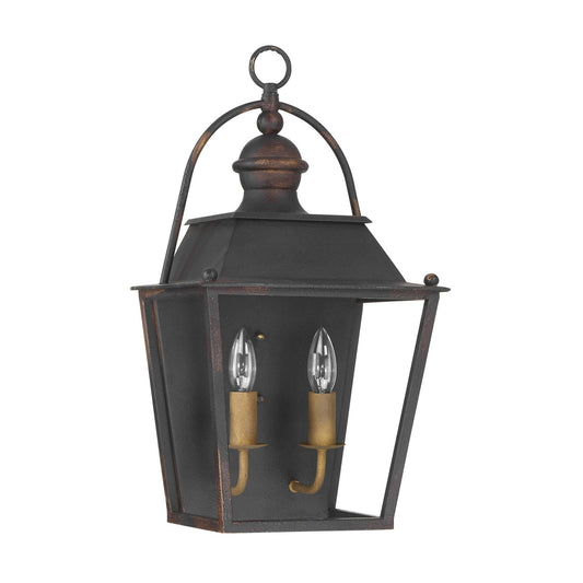 Golden Lighting Christoff 2-Light Wall Sconce | Traditional Antique Black Iron | Hallway & Bathroom | 11.5 x 8.25 x 20.88 in | Model 0888-WSC ABI