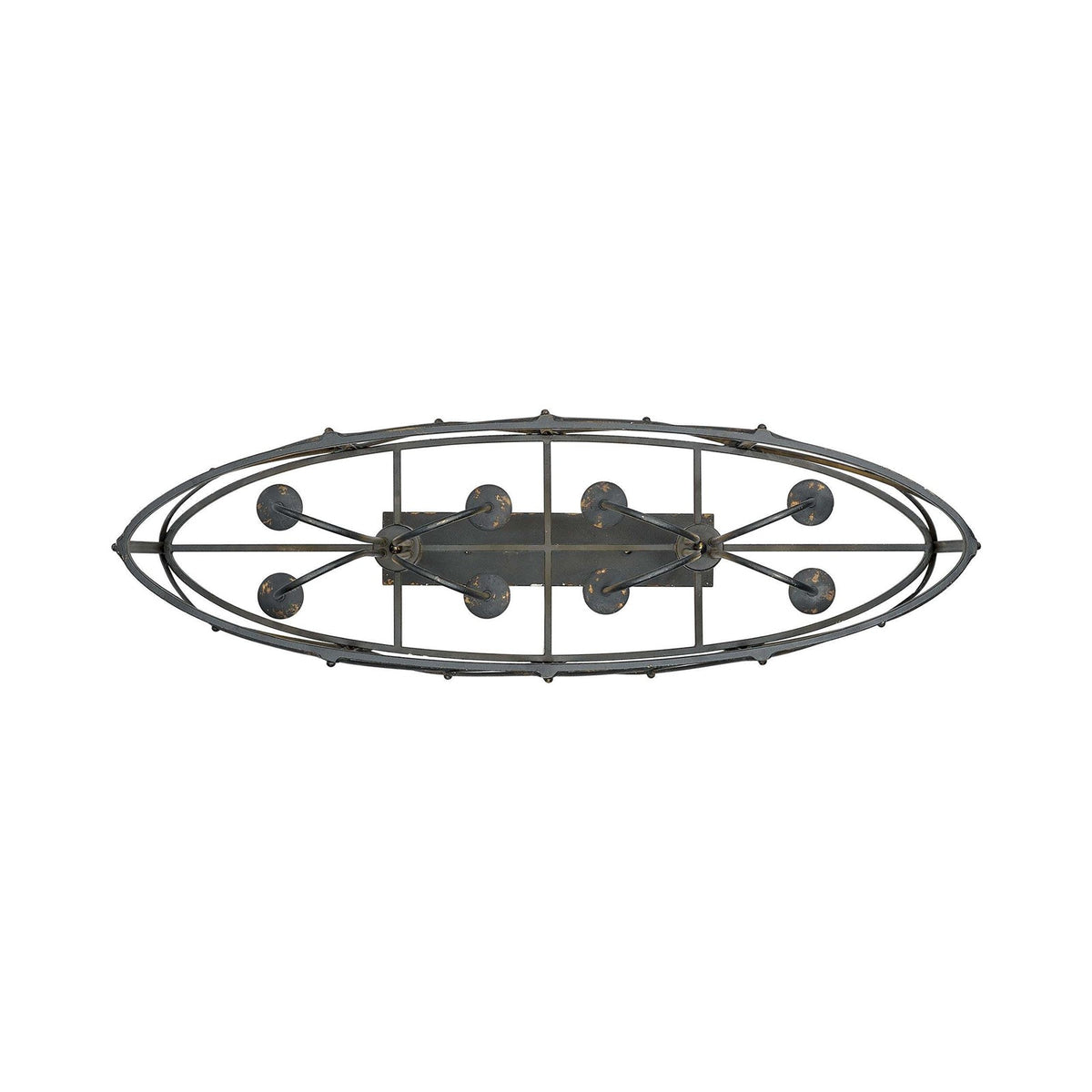 Golden Lighting Alcott 45in 8-Light Island Light | Farmhouse Antique Black Iron | Kitchen Island & Dining Room | Model 0890-LP ABI