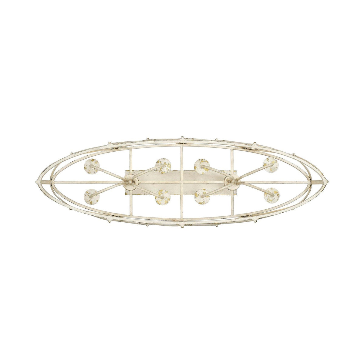 Golden Lighting Alcott 45in 8-Light Island Light | Country Antique Ivory Steel | Kitchen Island & Dining Room | 45 x 14 x 13.63 in | Model 0890-LP AI