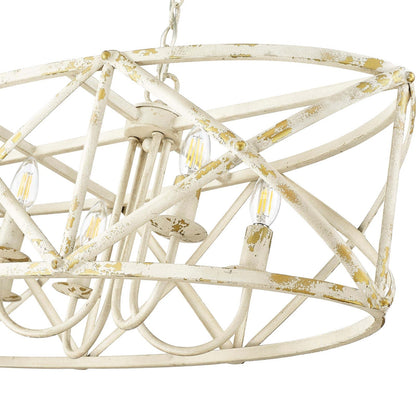 Golden Lighting Alcott 45in 8-Light Island Light | Country Antique Ivory Steel | Kitchen Island & Dining Room | 45 x 14 x 13.63 in | Model 0890-LP AI