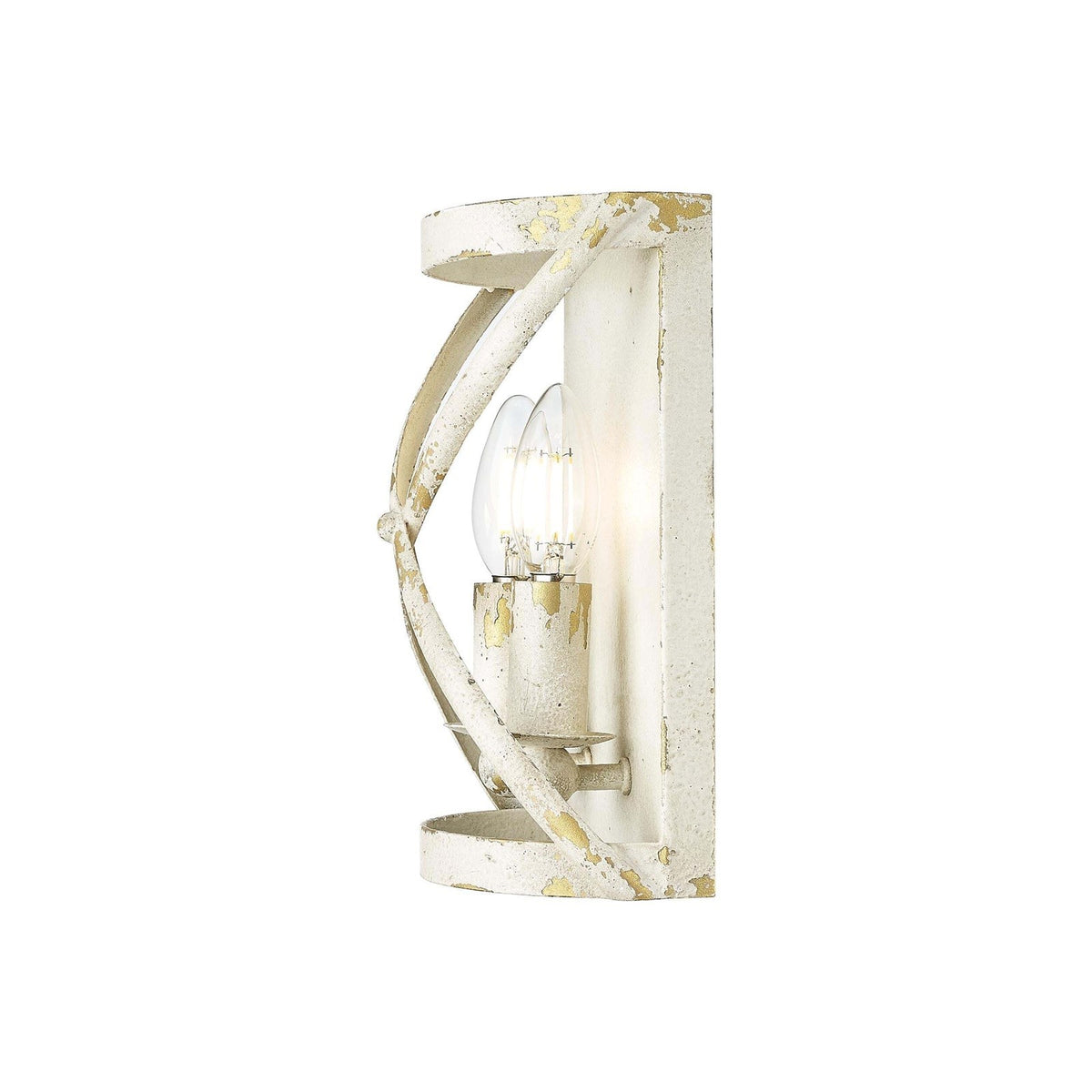 Golden Lighting Alcott 10in 2-Light Wall Sconce | Country Farmhouse Antique Ivory Steel | Hallway & Bathroom | 7.13 x 4 x 10 in | Model 0890-WSC AI