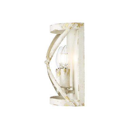 Golden Lighting Alcott 10in 2-Light Wall Sconce | Country Farmhouse Antique Ivory Steel | Hallway & Bathroom | 7.13 x 4 x 10 in | Model 0890-WSC AI