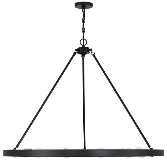 Golden Lighting Castile 40in 12-Light Semi-Flush Mount | Transitional Matte Black Wagon Wheel | Entryway & Foyer | Model 1019-12SF BLK