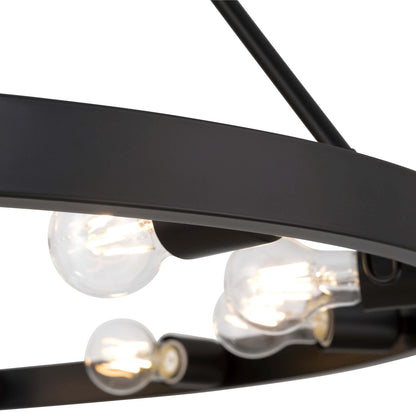 Golden Lighting Castile 40in 12-Light Semi-Flush Mount | Transitional Matte Black Wagon Wheel | Entryway & Foyer | Model 1019-12SF BLK
