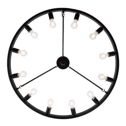 Golden Lighting Castile 40in 12-Light Semi-Flush Mount | Transitional Matte Black Wagon Wheel | Entryway & Foyer | Model 1019-12SF BLK