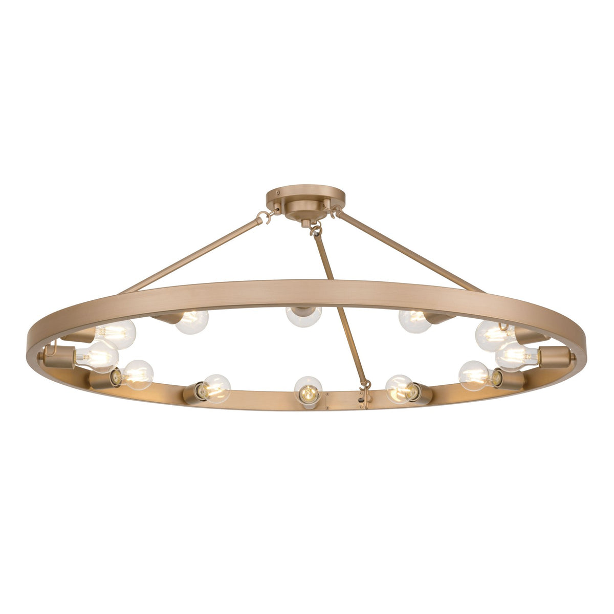 Golden Lighting Castile 40in 12-Light Semi-Flush Mount | Transitional French Gold Steel | Entryway & Foyer | 40 x 40 x 14 in | Model 1019-12SF FRG