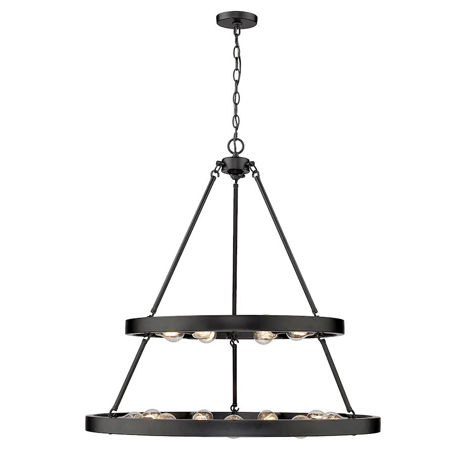 15 Light 32" Chandelier, Matte Black