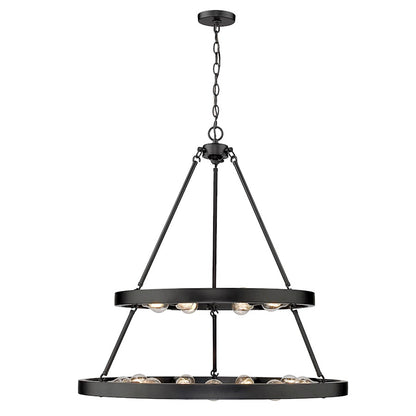15 Light 32" Chandelier, Matte Black