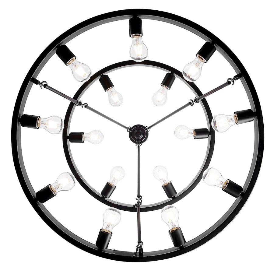 15 Light 32" Chandelier, Matte Black