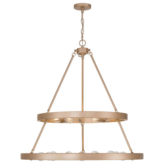 Golden Lighting Castile 32in 15-Light Chandelier | Transitional French Gold Steel | Dining Room & Foyer | 32 x 32 x 32.25 in | Model 1019-69 FRG