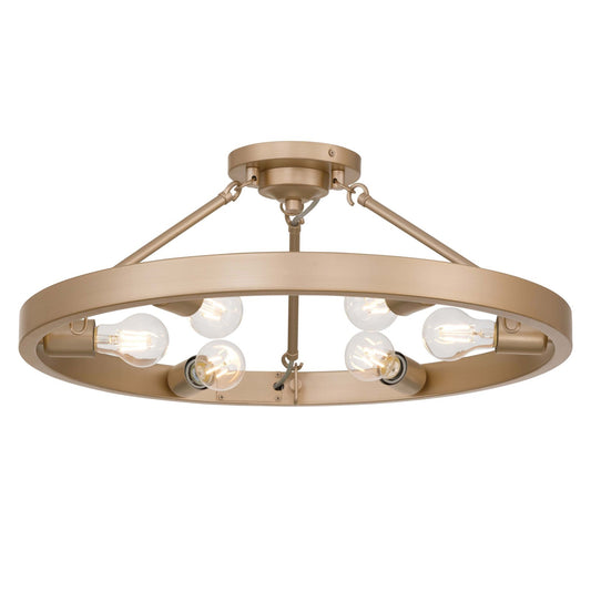Golden Lighting Castile 24in 6-Light Semi-Flush Mount | Transitional French Gold Steel | Entryway & Bedroom | 24 x 24 x 9.5 in | Model 1019-6SF FRG
