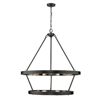 15 Light 35" Chandelier, Matte Black