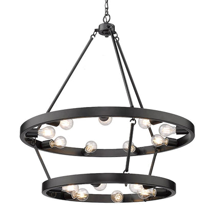 15 Light 35" Chandelier, Matte Black