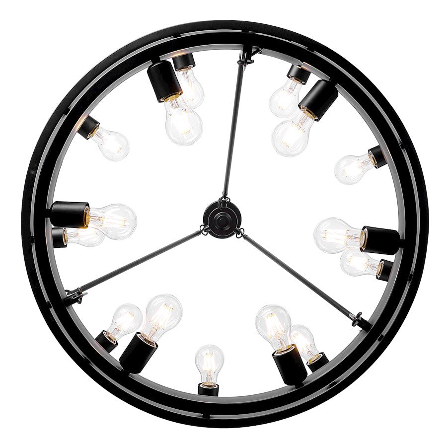 15 Light 35" Chandelier, Matte Black