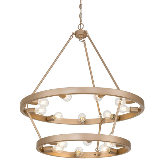 Golden Lighting Castile 32in 15-Light Chandelier | Transitional French Gold Steel | Dining Room & Foyer | 32 x 32 x 35 in | Model 1019-96 FRG