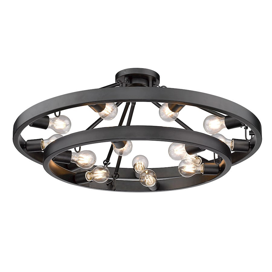 Golden Lighting Castile 15 Light Semi-Flush, Matte Black