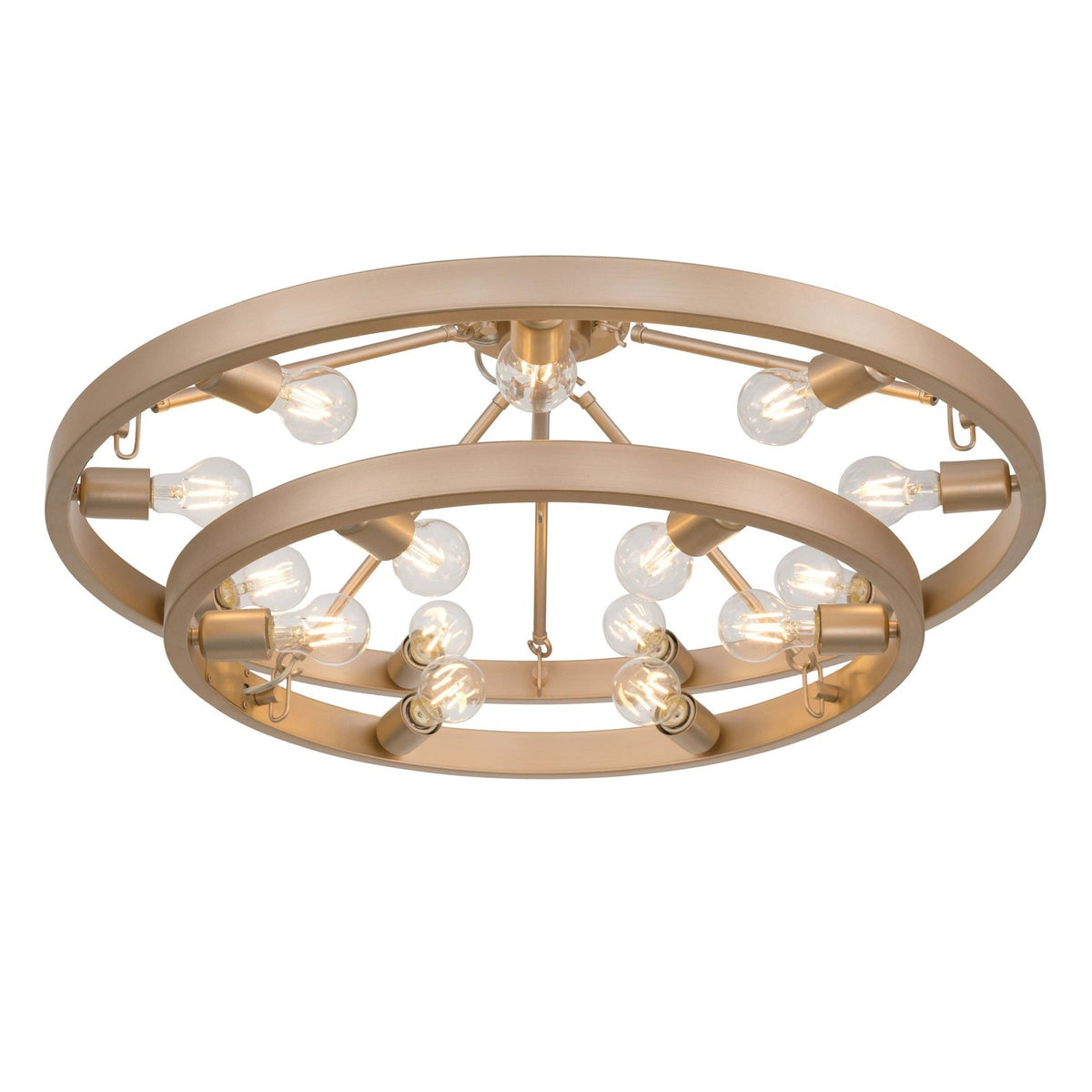 Golden Lighting Castile 32in 15-Light Semi-Flush Mount | Transitional French Gold Steel | Entryway & Living Room | Model 1019-96SF FRG
