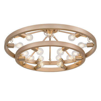 Golden Lighting Castile 32in 15-Light Semi-Flush Mount | Transitional French Gold Steel | Entryway & Living Room | Model 1019-96SF FRG