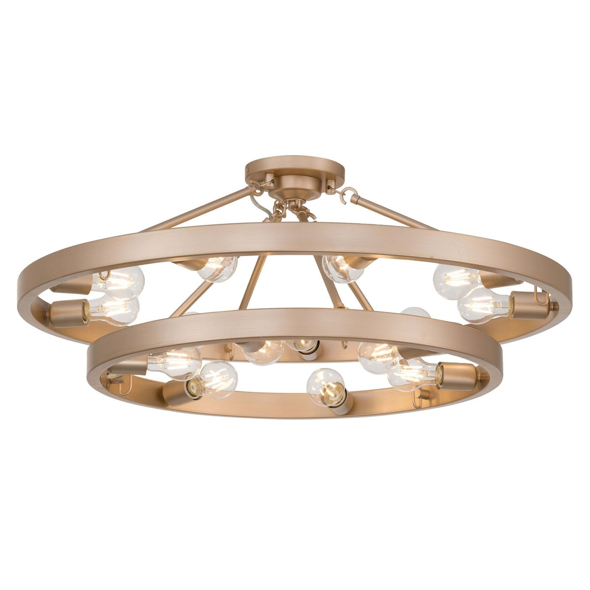Golden Lighting Castile 32in 15-Light Semi-Flush Mount | Transitional French Gold Steel | Entryway & Living Room | Model 1019-96SF FRG