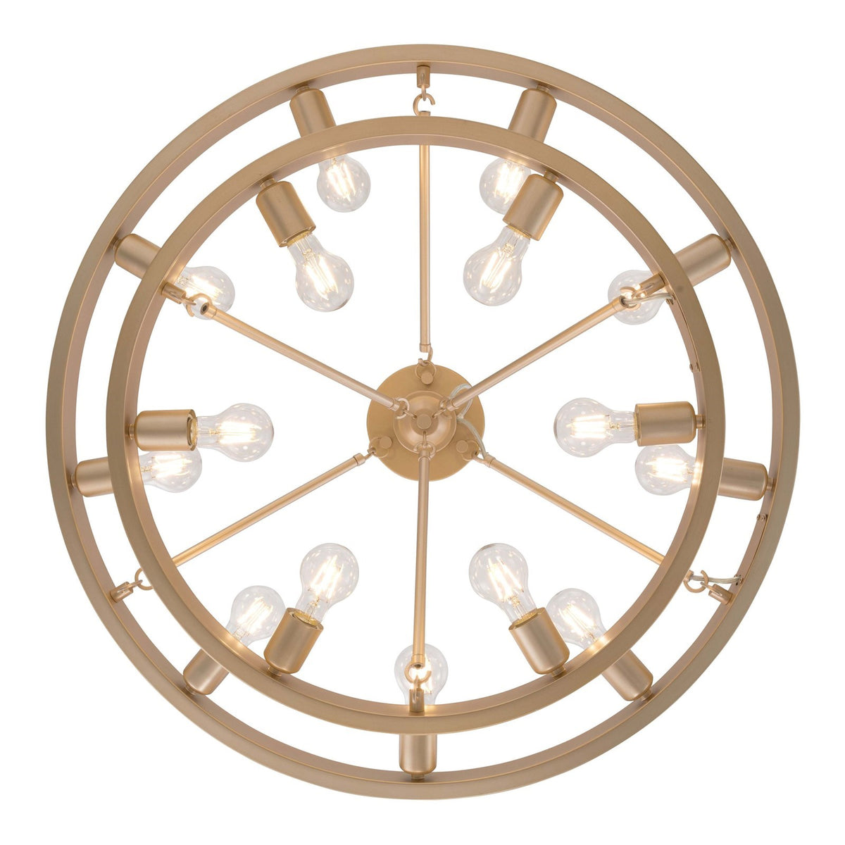 Golden Lighting Castile 32in 15-Light Semi-Flush Mount | Transitional French Gold Steel | Entryway & Living Room | Model 1019-96SF FRG