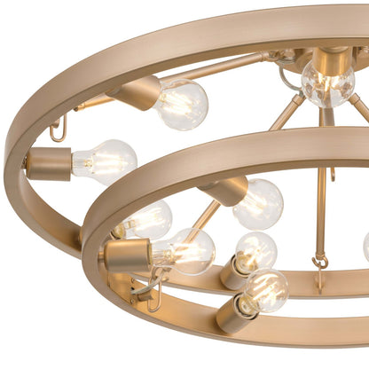 Golden Lighting Castile 32in 15-Light Semi-Flush Mount | Transitional French Gold Steel | Entryway & Living Room | Model 1019-96SF FRG