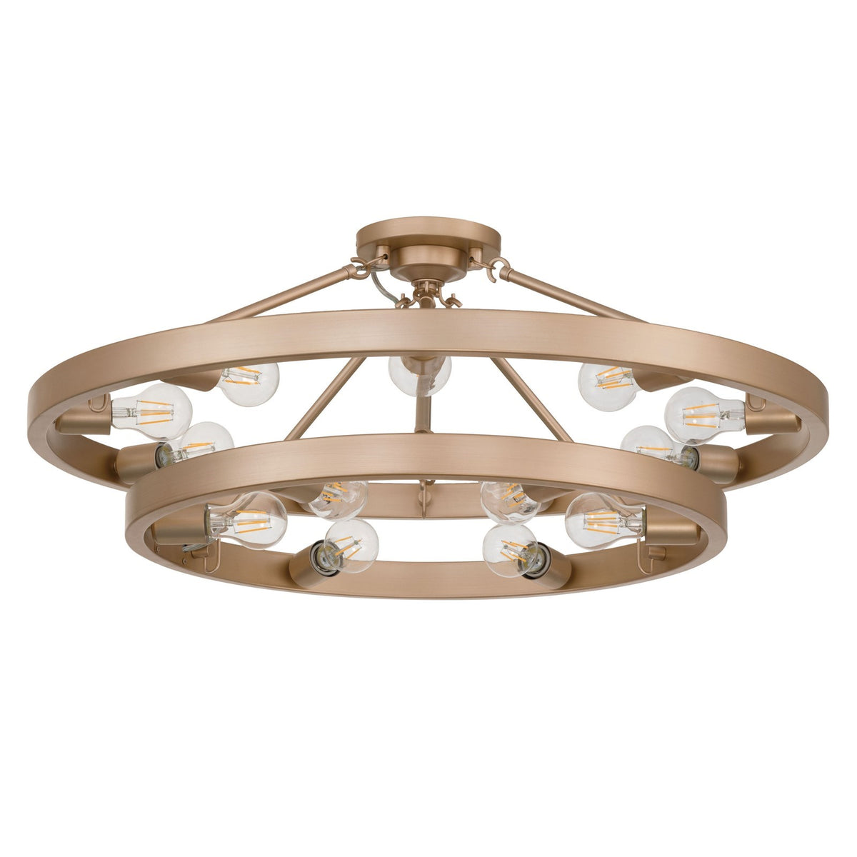 Golden Lighting Castile 32in 15-Light Semi-Flush Mount | Transitional French Gold Steel | Entryway & Living Room | Model 1019-96SF FRG