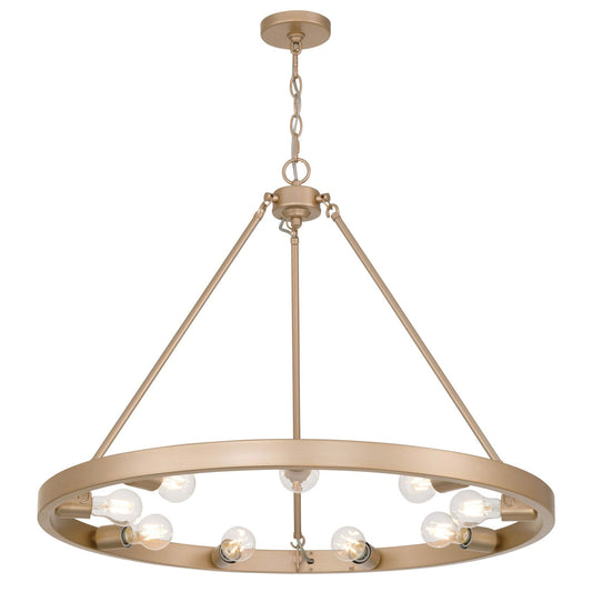 Golden Lighting Castile 32in 9-Light Chandelier | Transitional French Gold Steel | Dining Room & Foyer | 32 x 32 x 24.75 in | Model 1019-9 FRG