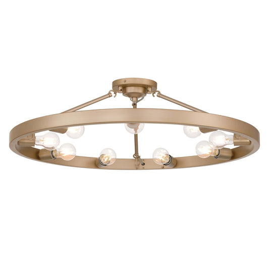 Golden Lighting Castile 32in 9-Light Semi-Flush Mount | Transitional French Gold Steel | Entryway & Bedroom | 32 x 32 x 9.38 in | Model 1019-9SF FRG