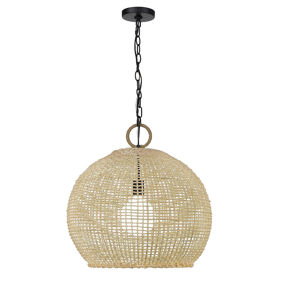 1 Light Large Pendant, Matte Black