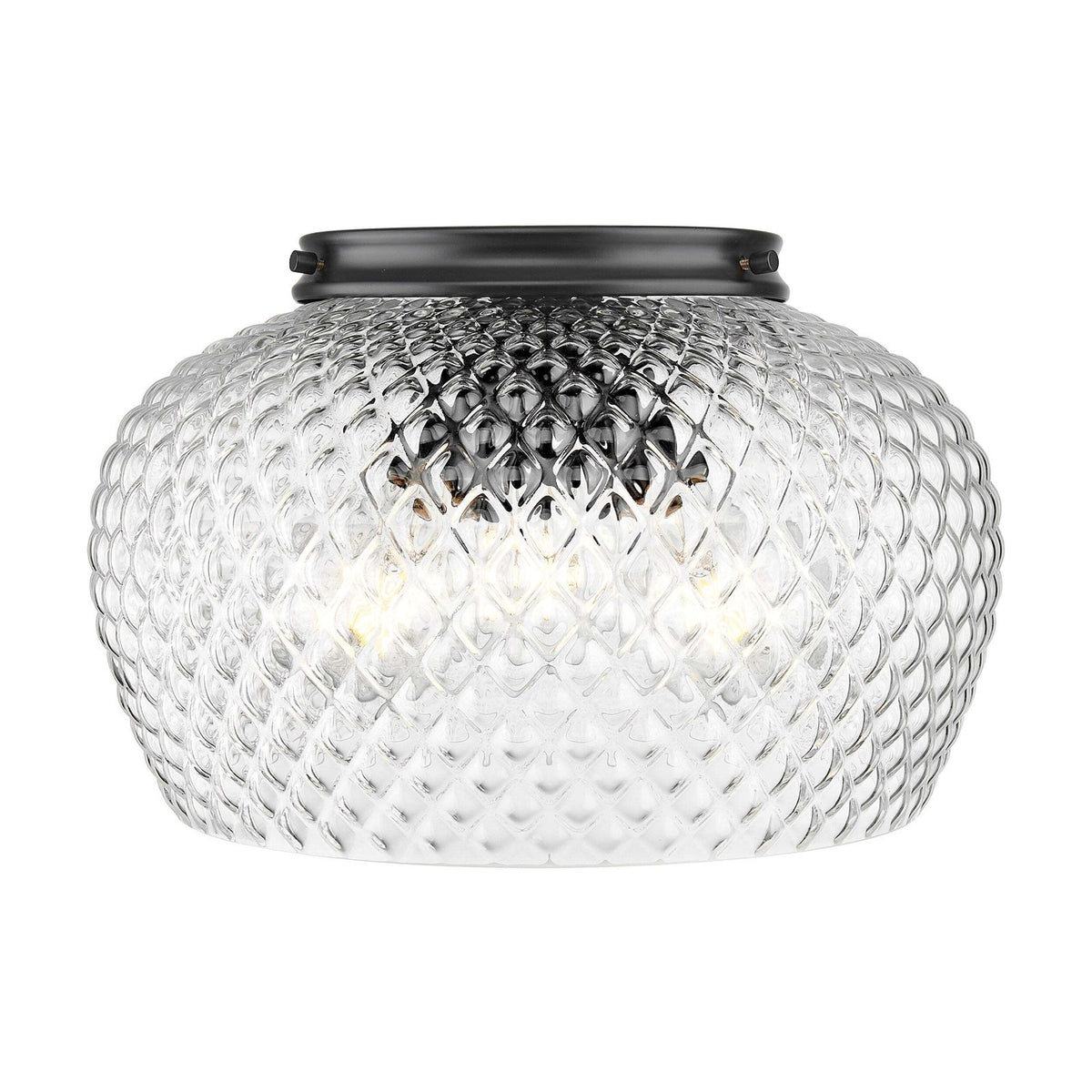 Golden Lighting Adeline 14in 3-Light Flush Mount | Farmhouse Matte Black and Clear Glass | Hallway & Bathroom | Model 1088-3FM BLK-CLR