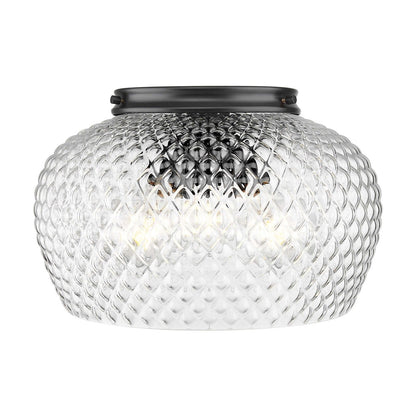 Golden Lighting Adeline 14in 3-Light Flush Mount | Farmhouse Matte Black and Clear Glass | Hallway & Bathroom | Model 1088-3FM BLK-CLR