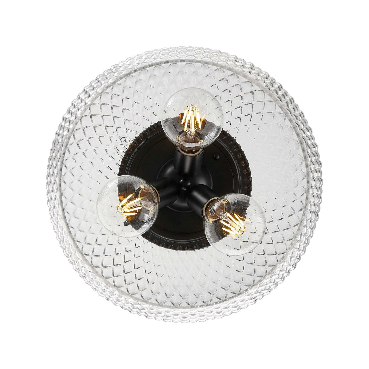 Golden Lighting Adeline 14in 3-Light Flush Mount | Farmhouse Matte Black and Clear Glass | Hallway & Bathroom | Model 1088-3FM BLK-CLR