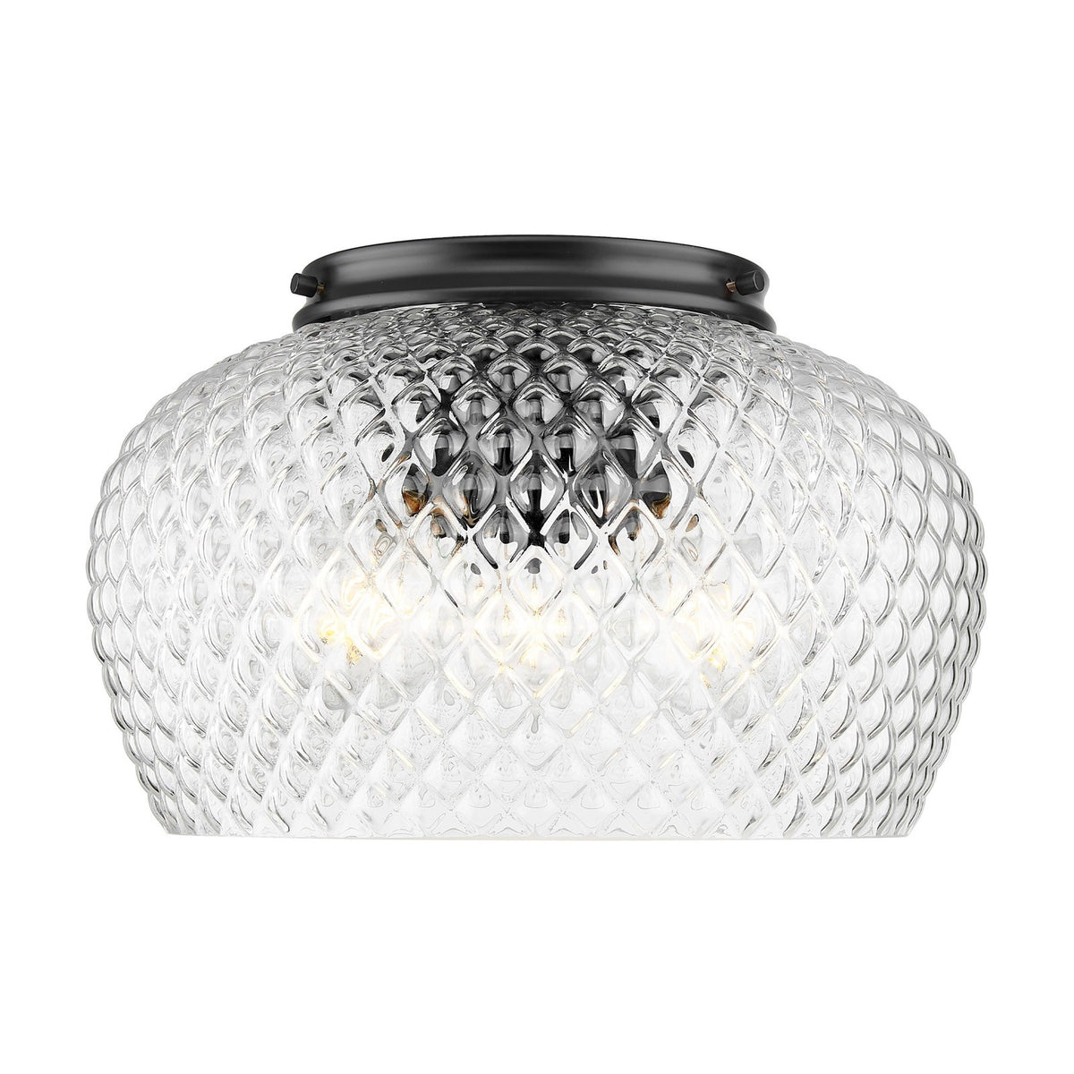 Golden Lighting Adeline 14in 3-Light Flush Mount | Farmhouse Matte Black and Clear Glass | Hallway & Bathroom | Model 1088-3FM BLK-CLR