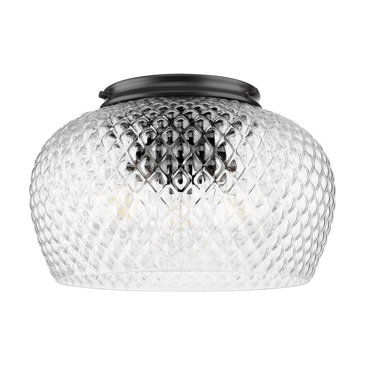 Golden Lighting Adeline 14in 3-Light Flush Mount | Farmhouse Matte Black and Clear Glass | Hallway & Bathroom | Model 1088-3FM BLK-CLR