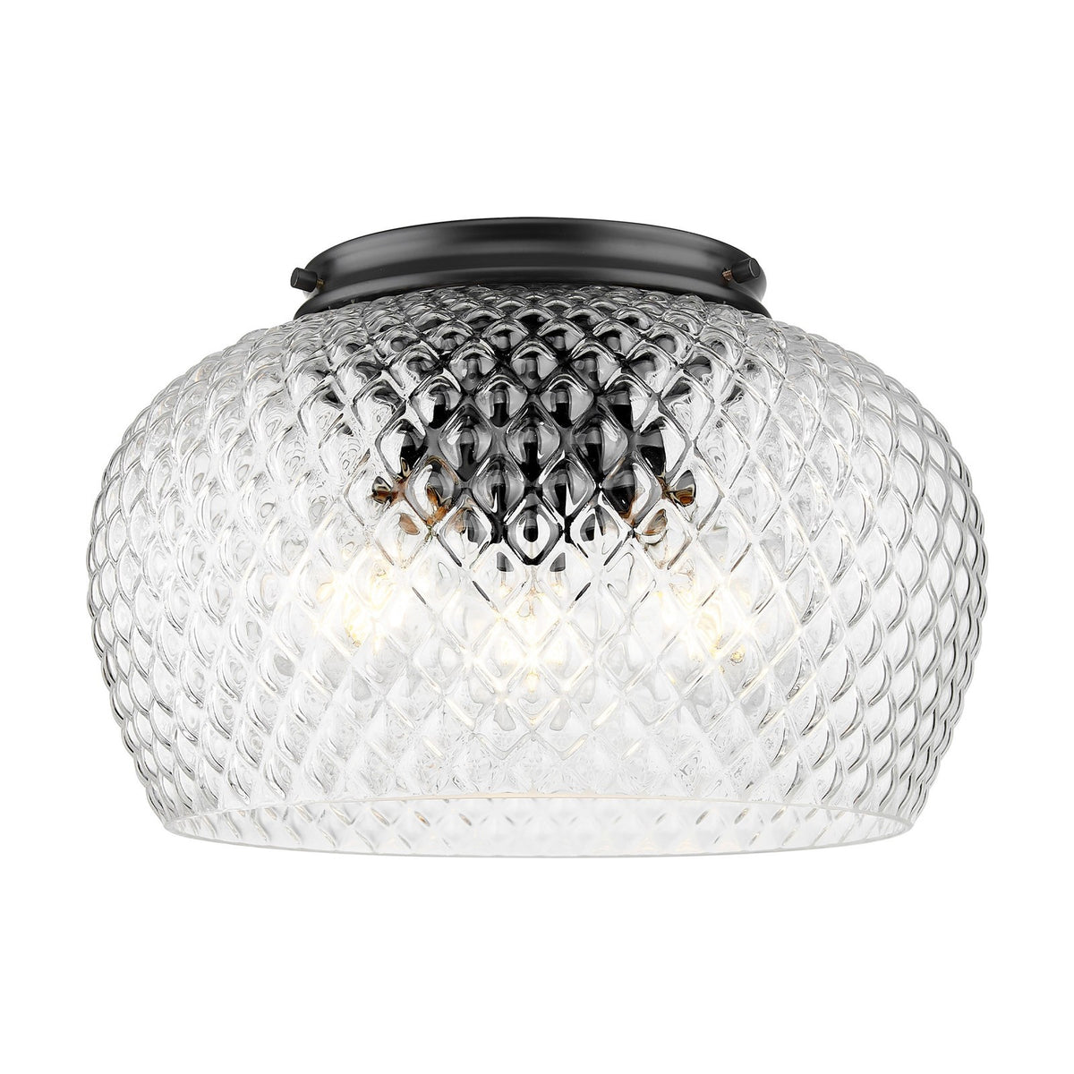 Golden Lighting Adeline 14in 3-Light Flush Mount | Farmhouse Matte Black and Clear Glass | Hallway & Bathroom | Model 1088-3FM BLK-CLR